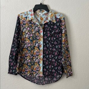 Like New! Sundance “Floral Melody Shirt” Cotton in Onyx Floral Button Up Size PM